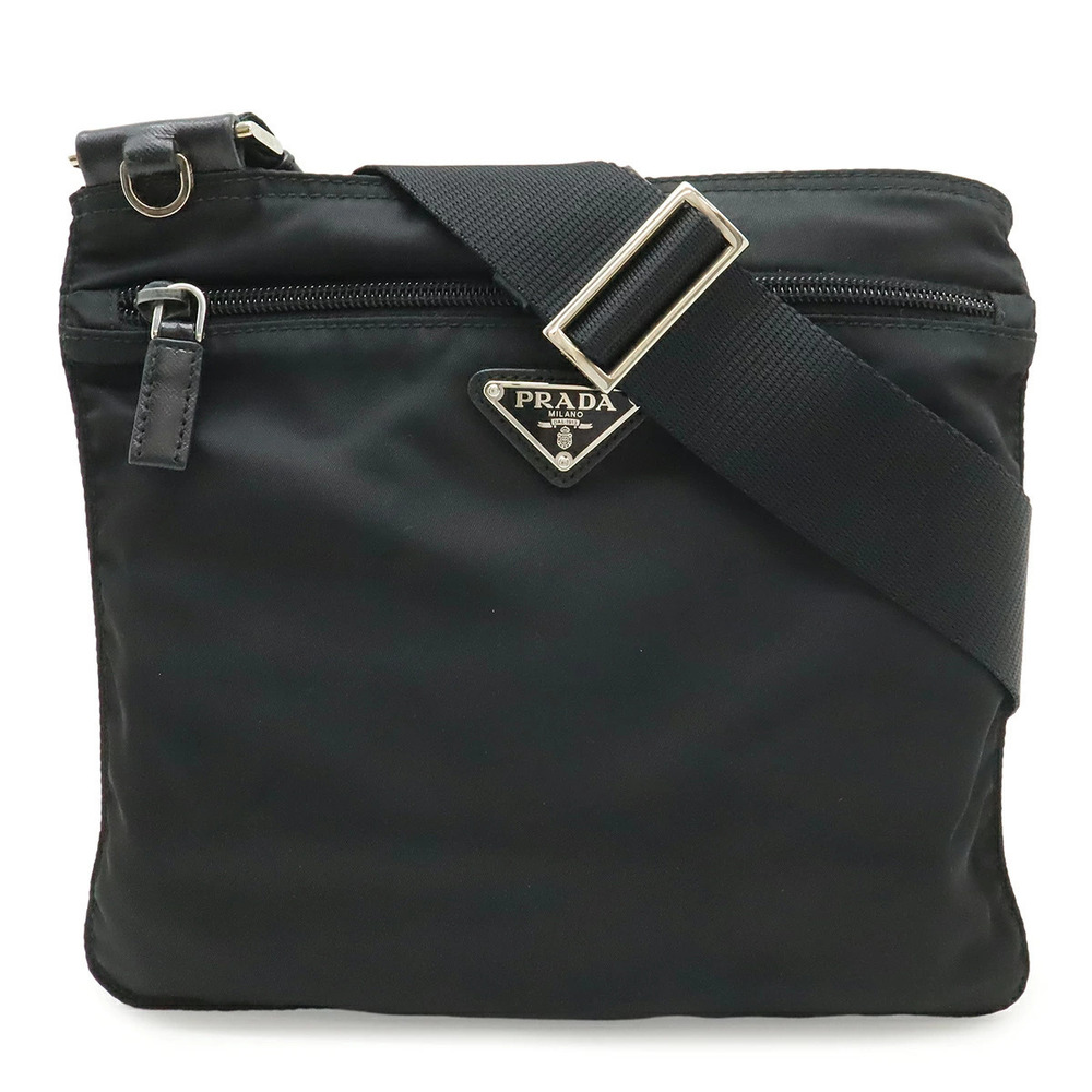 Prada Triangle Crossbody Bag Leather NERO Black